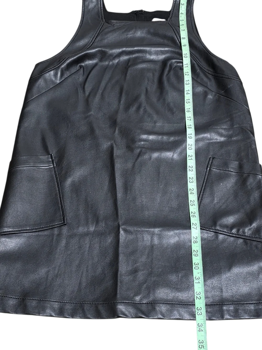 Maeve Anthropologie Black Faux Leather Shift Dress Med Vegan Leather Mini Dress